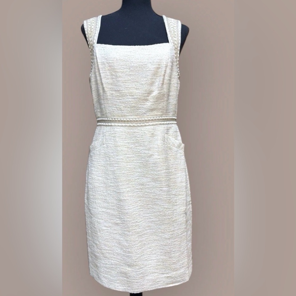 NWT SIZE 8 LILLY PULITZER GOLD METALLIC BOUCLE DANA SHIFT DRESS RESORT PARTY